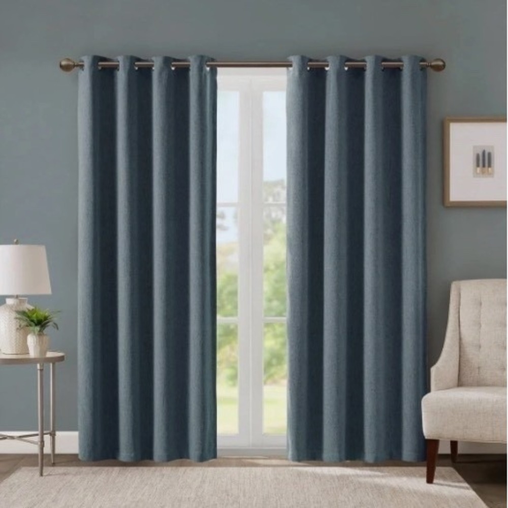 SunSmart Total Blackout Lined Panel Pair with Grommets, Indigo Blue 52" x 84"